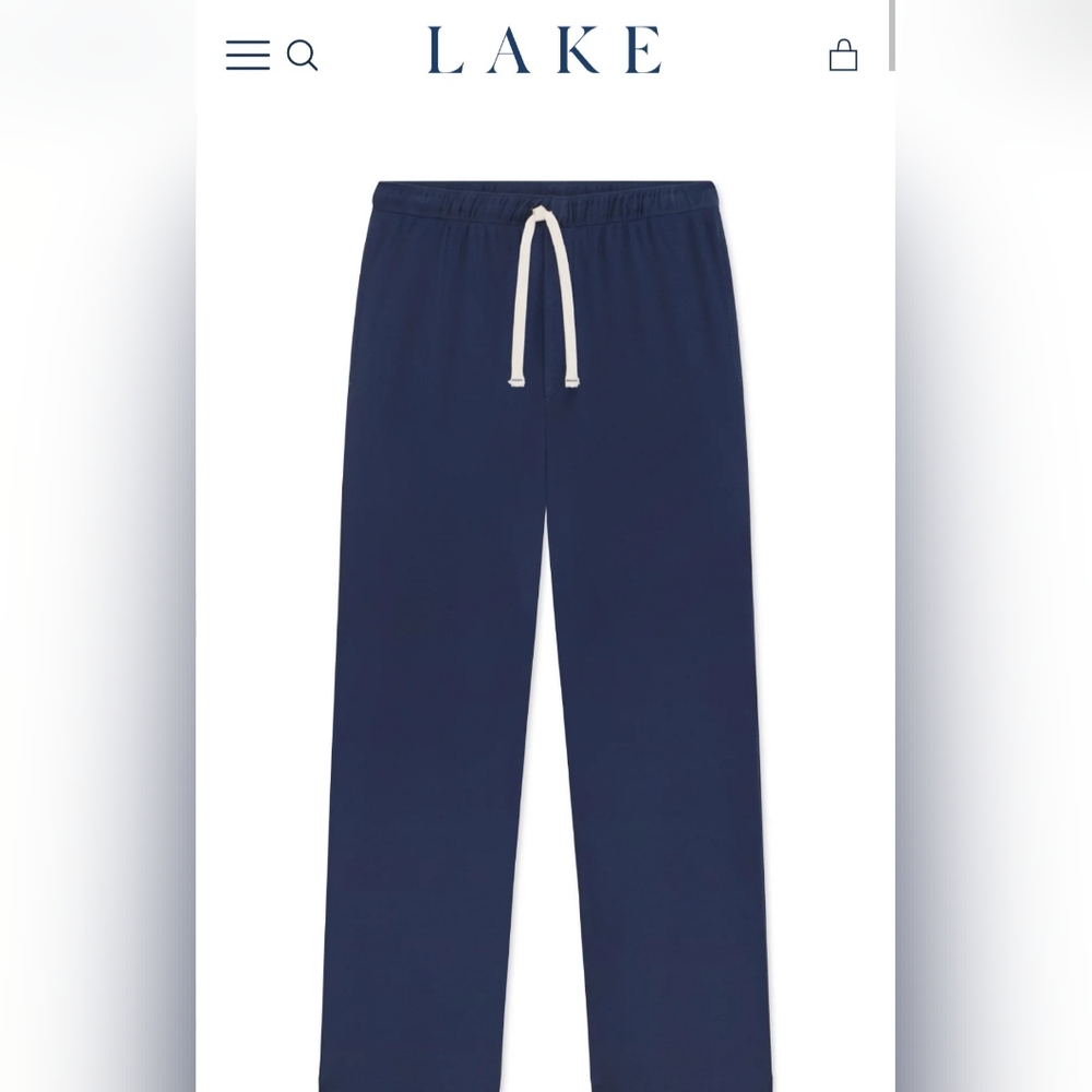 Lake Mens Navy Drawstring Pima Cotton Lounge Pants XL